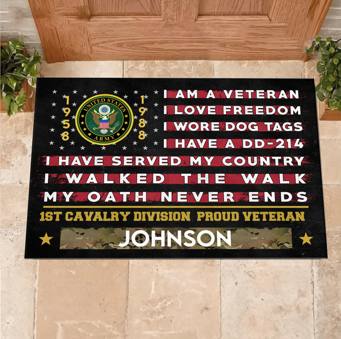 Personalized Veteran Doormat - Gift Idea For Veteran - I Am A Veteran I Love Freedom
