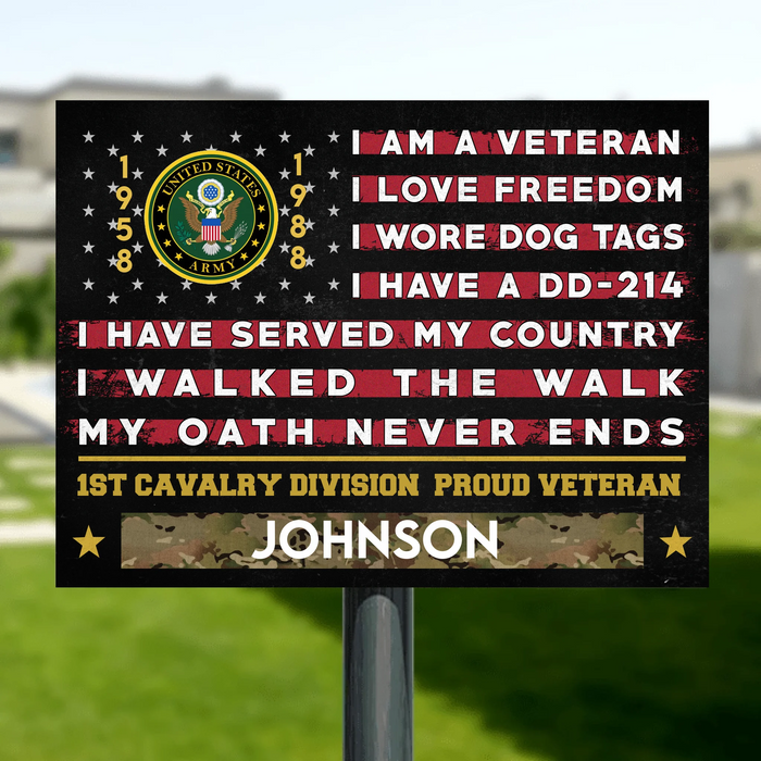 Personalized Veteran Metal Sign - Gift Idea For Veteran - I Am A Veteran I Love Freedom