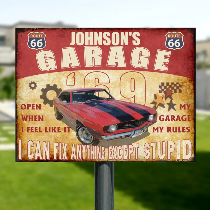 Personalized Garage Metal Sign - Upload Photo - Gift Idea For Father/Grandpa