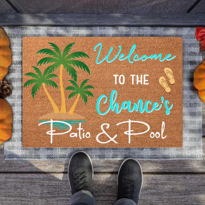 Personalized Patio Doormat - Welcome To The Patio & Pool - Gift Idea For Family