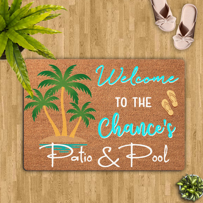 Personalized Patio Doormat - Welcome To The Patio & Pool - Gift Idea For Family
