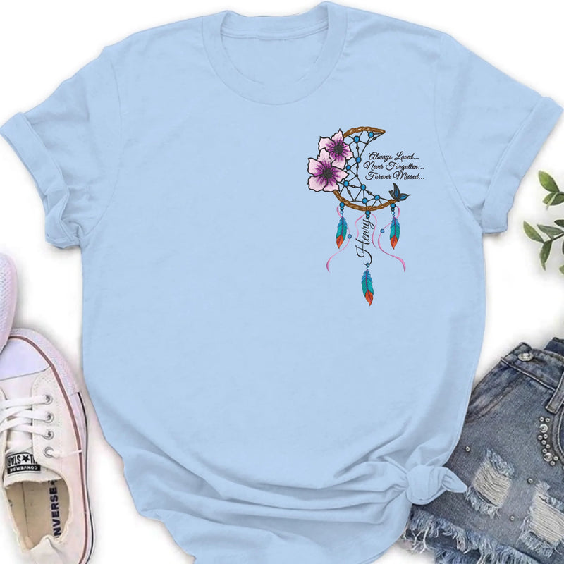 Personalized Memorial Embroidered T-Shirt/Sweater/Hoodie - Memorial Gift Idea - Always Loved Never Forgotten Forever Missed