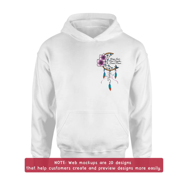 Personalized Memorial Embroidered T-Shirt/Sweater/Hoodie - Memorial Gift Idea - Always Loved Never Forgotten Forever Missed