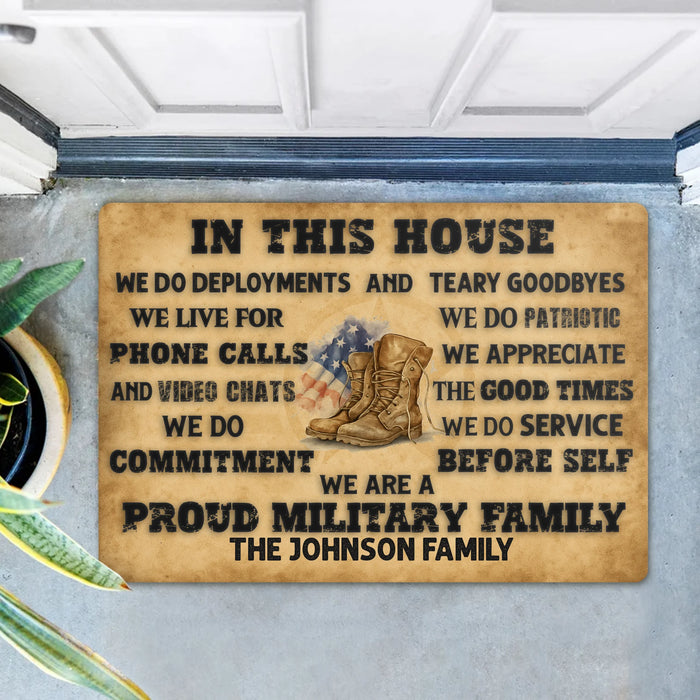 Personalized Family Doormat - Gifts For Family/Patriots/Memorial Day/Independence Day - We Are A Proud Military Family