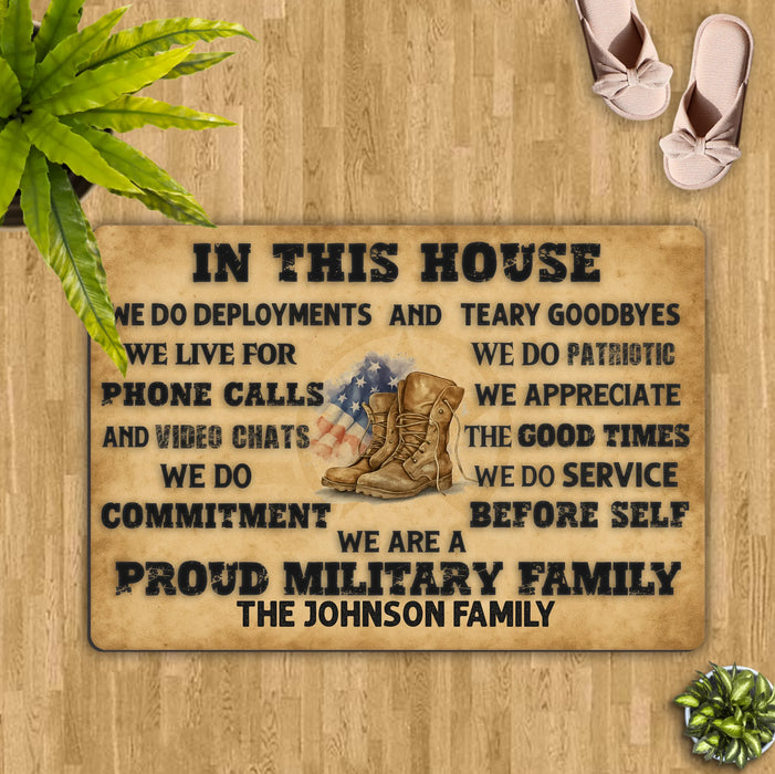 Personalized Family Doormat - Gifts For Family/Patriots/Memorial Day/Independence Day - We Are A Proud Military Family