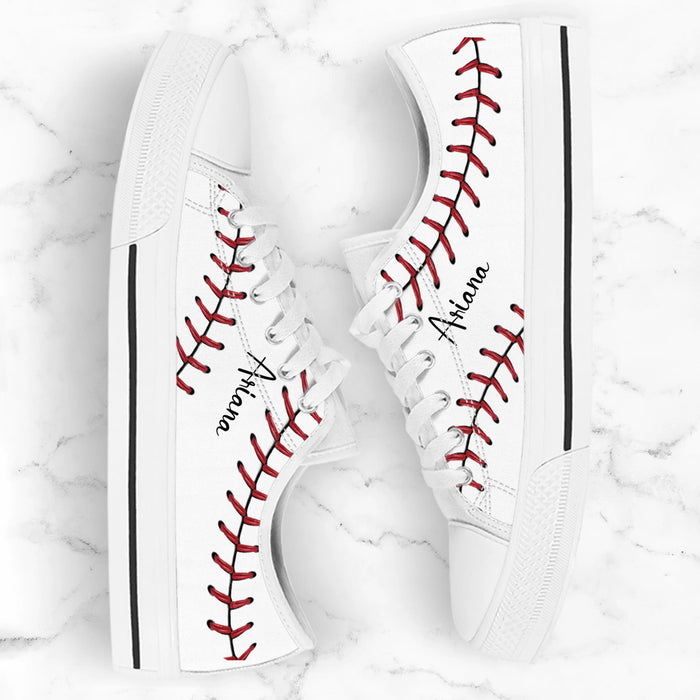 Personalized Baseball Low Top Canvas Sneakers - Best Gift Idea For Baseball Lovers