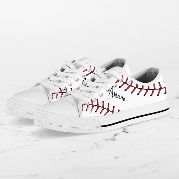 Personalized Baseball Low Top Canvas Sneakers - Best Gift Idea For Baseball Lovers