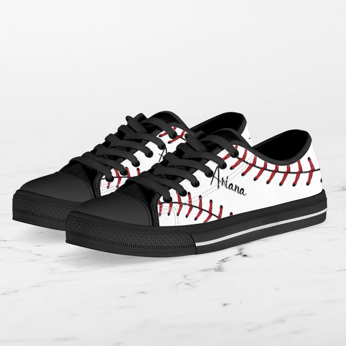 Personalized Baseball Low Top Canvas Sneakers - Best Gift Idea For Baseball Lovers