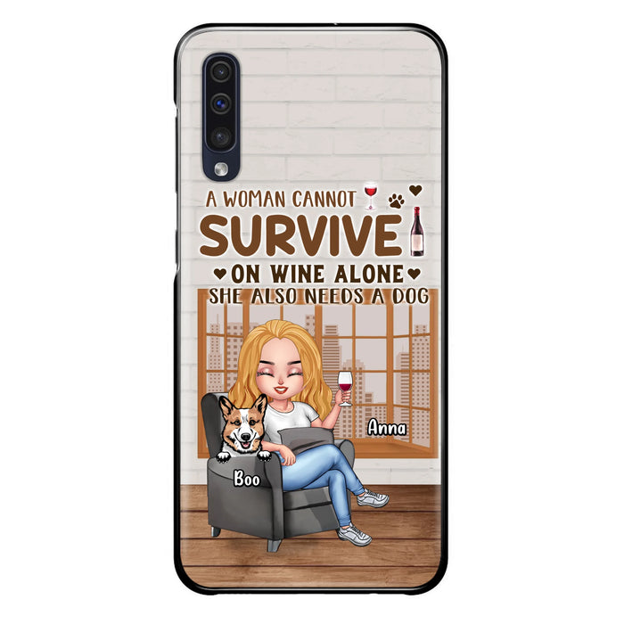 Personalized Pet Mom Phone Case - Up to 4 Dogs/Cats - Mother's Day Gift Idea For Dog/Cat Lovers - A Woman Cannot Survive On Wine Alone She Also Needs A Dog - Case for iPhone/Samsung