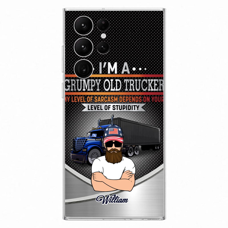 Custom Personalized Old Trucker Phone Case - Father's Day Gift Idea for Trucker - I'm A Grumpy Old Trucker - Case for iPhone/Samsung