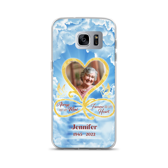 Custom Personalized Memorial Photo Phone Case - Memorial Gift Idea For Mother's Day/Father's Day - Always On My Mind Forever In My Heart - Case for iPhone/Samsung