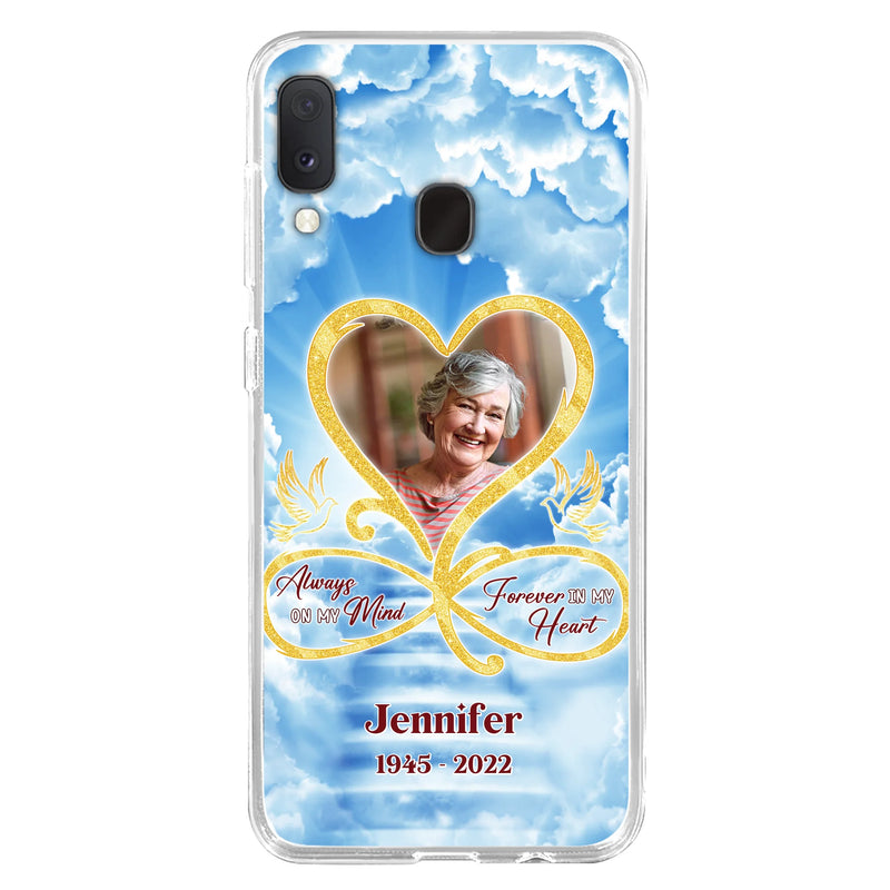 Custom Personalized Memorial Photo Phone Case - Memorial Gift Idea For Mother's Day/Father's Day - Always On My Mind Forever In My Heart - Case for iPhone/Samsung