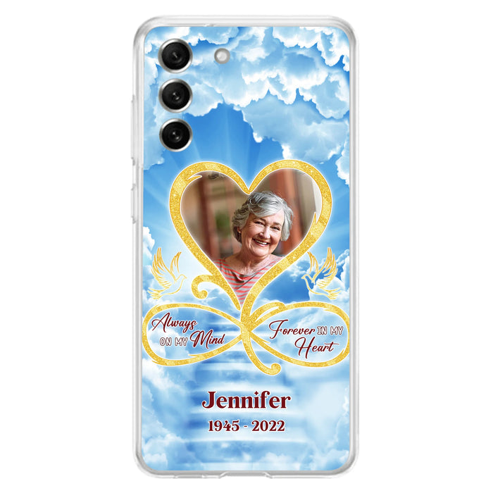 Custom Personalized Memorial Photo Phone Case - Memorial Gift Idea For Mother's Day/Father's Day - Always On My Mind Forever In My Heart - Case for iPhone/Samsung
