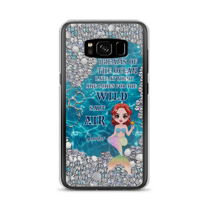 Custom Personalized Mermaid Phone Case - Gift Idea For Ocean Lovers/Mermaid - She Dreams Of The Ocean Late At Night  - Case For iPhone & Samsung