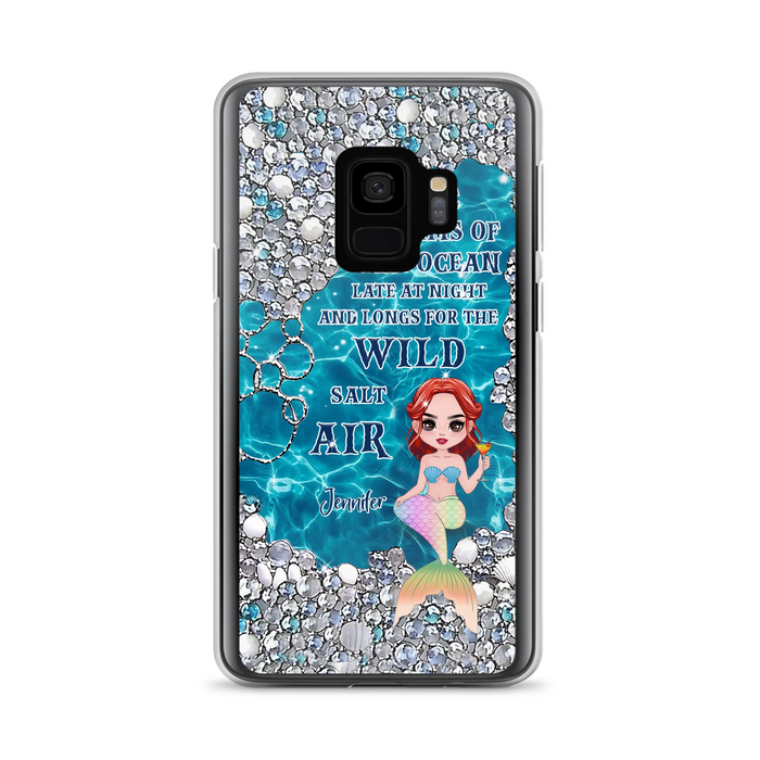 Custom Personalized Mermaid Phone Case - Gift Idea For Ocean Lovers/Mermaid - She Dreams Of The Ocean Late At Night  - Case For iPhone & Samsung