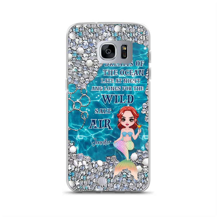 Custom Personalized Mermaid Phone Case - Gift Idea For Ocean Lovers/Mermaid - She Dreams Of The Ocean Late At Night  - Case For iPhone & Samsung