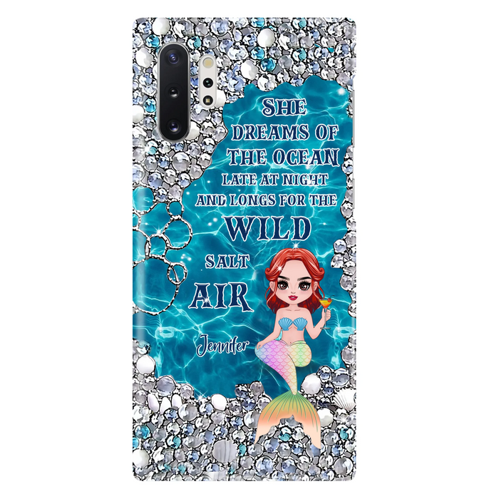 Custom Personalized Mermaid Phone Case - Gift Idea For Ocean Lovers/Mermaid - She Dreams Of The Ocean Late At Night  - Case For iPhone & Samsung