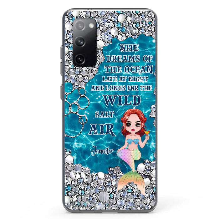 Custom Personalized Mermaid Phone Case - Gift Idea For Ocean Lovers/Mermaid - She Dreams Of The Ocean Late At Night  - Case For iPhone & Samsung