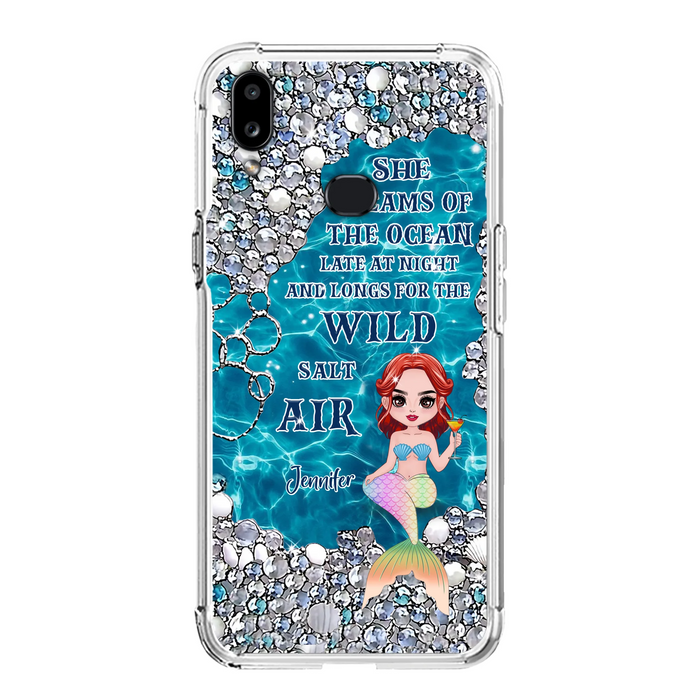 Custom Personalized Mermaid Phone Case - Gift Idea For Ocean Lovers/Mermaid - She Dreams Of The Ocean Late At Night  - Case For iPhone & Samsung