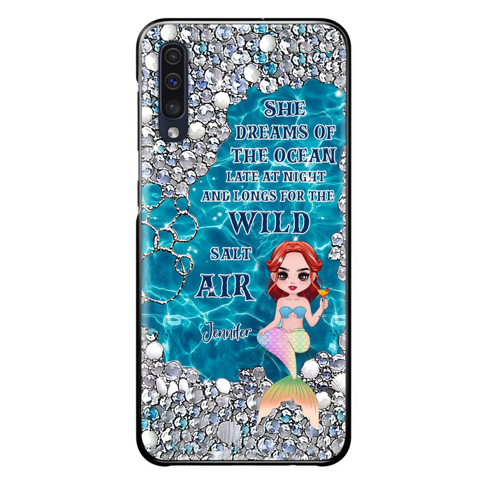 Custom Personalized Mermaid Phone Case - Gift Idea For Ocean Lovers/Mermaid - She Dreams Of The Ocean Late At Night  - Case For iPhone & Samsung
