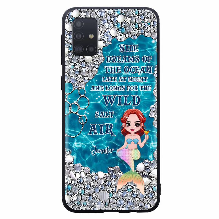Custom Personalized Mermaid Phone Case - Gift Idea For Ocean Lovers/Mermaid - She Dreams Of The Ocean Late At Night  - Case For iPhone & Samsung