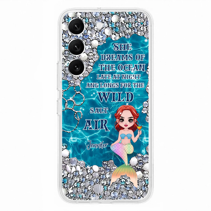 Custom Personalized Mermaid Phone Case - Gift Idea For Ocean Lovers/Mermaid - She Dreams Of The Ocean Late At Night  - Case For iPhone & Samsung