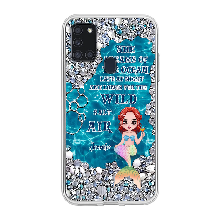 Custom Personalized Mermaid Phone Case - Gift Idea For Ocean Lovers/Mermaid - She Dreams Of The Ocean Late At Night  - Case For iPhone & Samsung