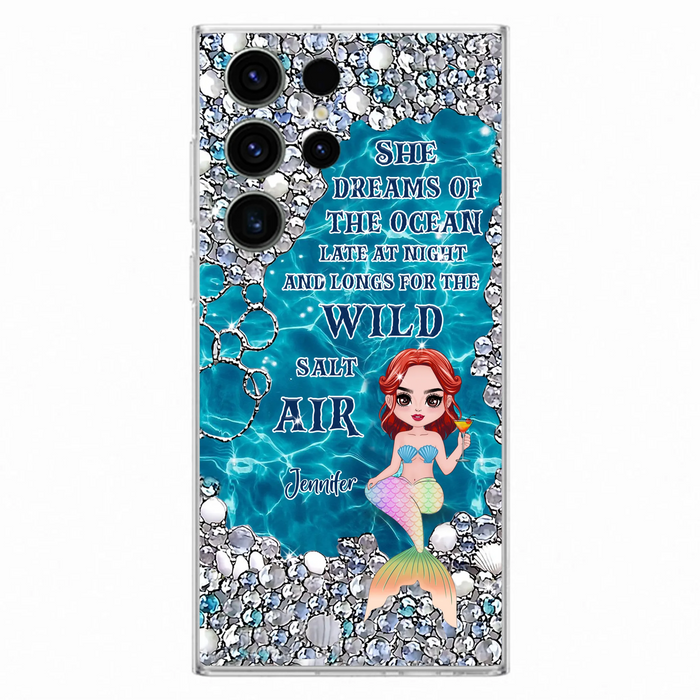Custom Personalized Mermaid Phone Case - Gift Idea For Ocean Lovers/Mermaid - She Dreams Of The Ocean Late At Night  - Case For iPhone & Samsung