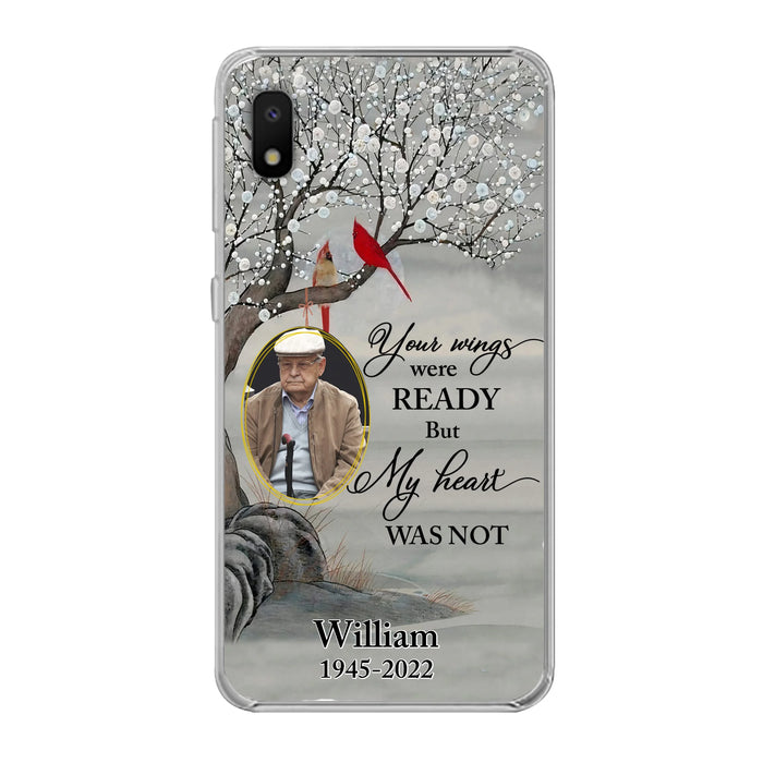 Custom Personalized Cardinal Memorial Phone Case for iPhone/ Samsung - Custom Photo - Your Wings Were Ready But My Heart Was Not