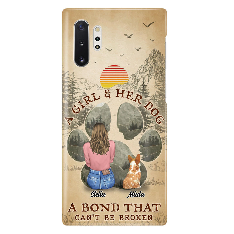 Custom Personalized Pet Mom Phone Case - Gifts For Pet Lovers With Upto 4 Pets - A Girl And Her Dog A Bond That Can't Be Broken - Case For iPhone & Samsung