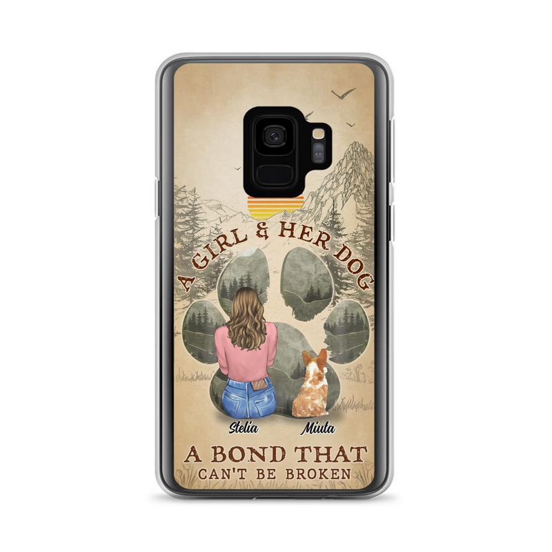 Custom Personalized Pet Mom Phone Case - Gifts For Pet Lovers With Upto 4 Pets - A Girl And Her Dog A Bond That Can't Be Broken - Case For iPhone & Samsung