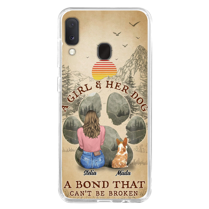 Custom Personalized Pet Mom Phone Case - Gifts For Pet Lovers With Upto 4 Pets - A Girl And Her Dog A Bond That Can't Be Broken - Case For iPhone & Samsung