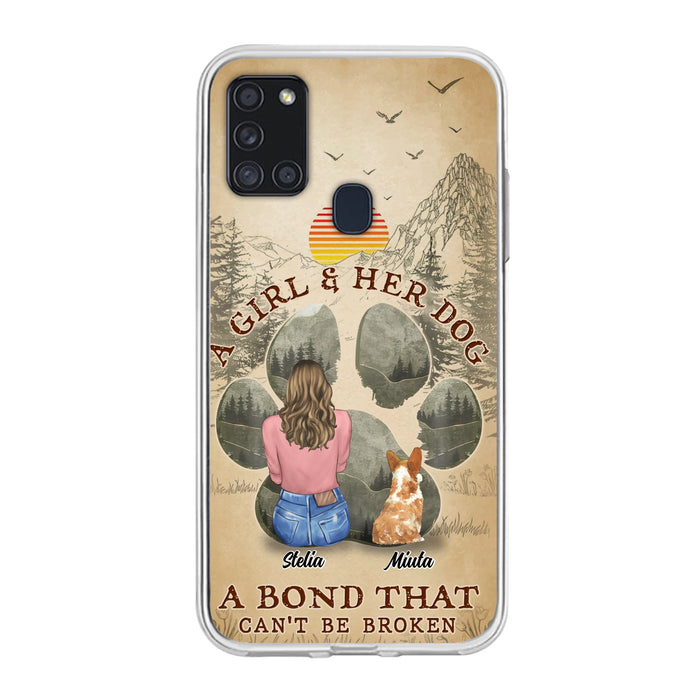 Custom Personalized Pet Mom Phone Case - Gifts For Pet Lovers With Upto 4 Pets - A Girl And Her Dog A Bond That Can't Be Broken - Case For iPhone & Samsung