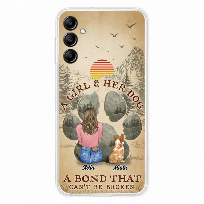 Custom Personalized Pet Mom Phone Case - Gifts For Pet Lovers With Upto 4 Pets - A Girl And Her Dog A Bond That Can't Be Broken - Case For iPhone & Samsung