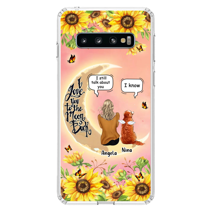 Custom Personalized Memorial Pet Sunflower Phone Case - Adult/Couple With Upto 4 Pets - Memorial Gift Idea For Dog/Cat Lovers - I Love You To The Moon & Back - Case For iPhone & Samsung