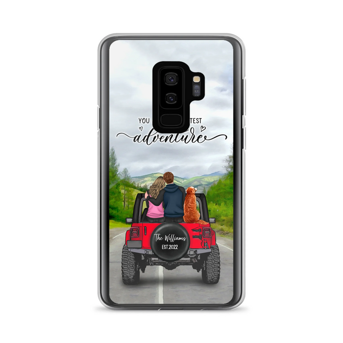 Custom Personalized Off-Road Couple Phone Case - Couple With Upto 4 Dogs- Gift Idea For Couple/ Dog Lover - You Are My Greatest Adventure - Case For iPhone And Samsung