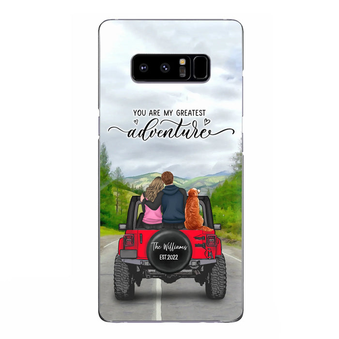 Custom Personalized Off-Road Couple Phone Case - Couple With Upto 4 Dogs- Gift Idea For Couple/ Dog Lover - You Are My Greatest Adventure - Case For iPhone And Samsung