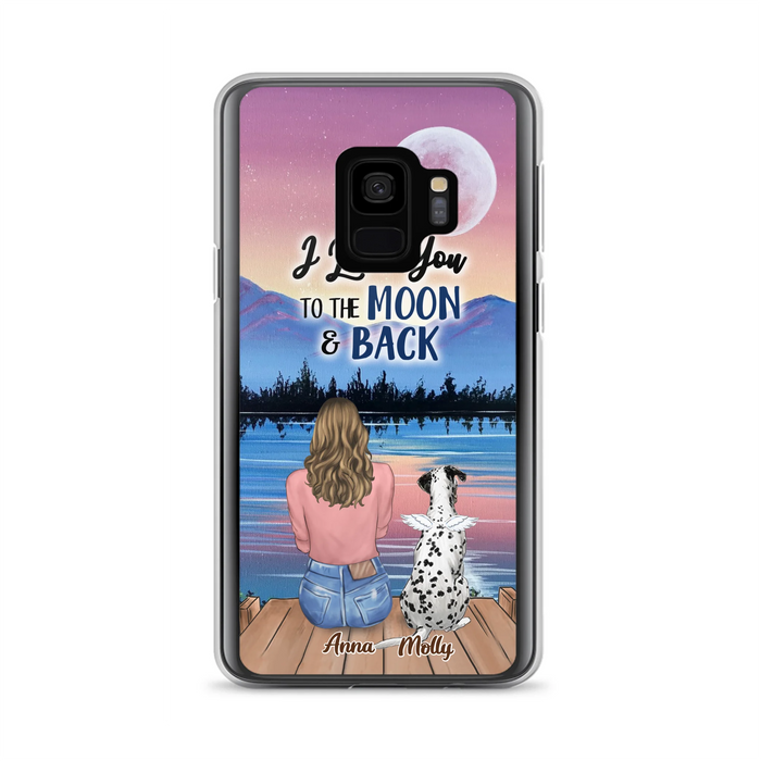 Custom Personalized Memorial Pet Phone Case - Upto 4 Pets - Gift For Dog/Cat Lover - I Love You To The Moon & Back - Case For iPhone And Samsung