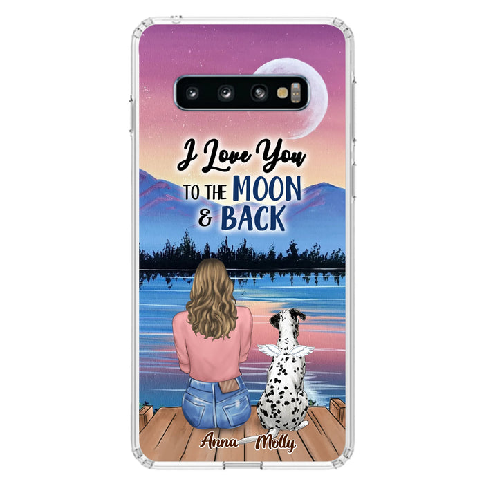 Custom Personalized Memorial Pet Phone Case - Upto 4 Pets - Gift For Dog/Cat Lover - I Love You To The Moon & Back - Case For iPhone And Samsung