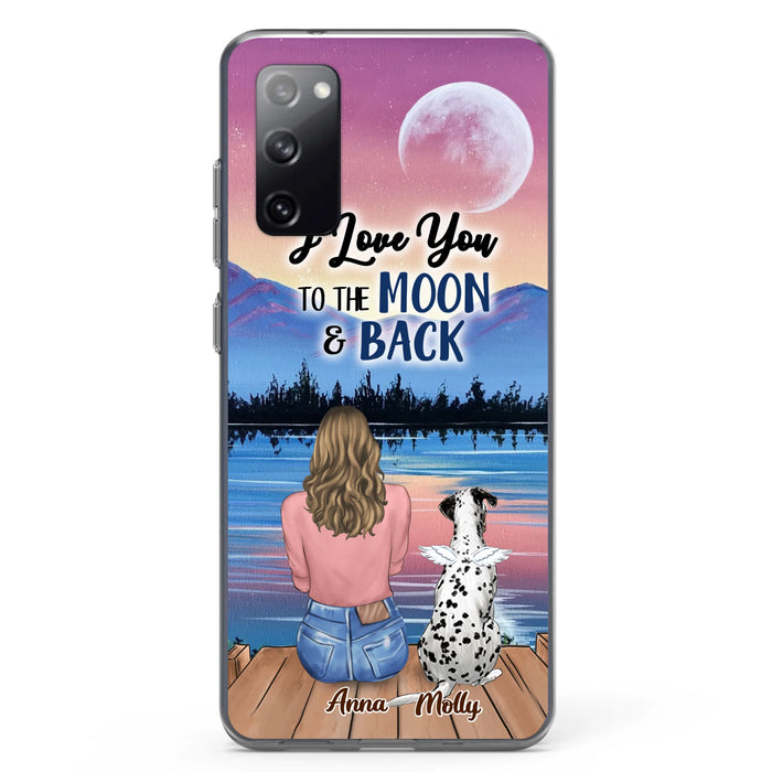 Custom Personalized Memorial Pet Phone Case - Upto 4 Pets - Gift For Dog/Cat Lover - I Love You To The Moon & Back - Case For iPhone And Samsung