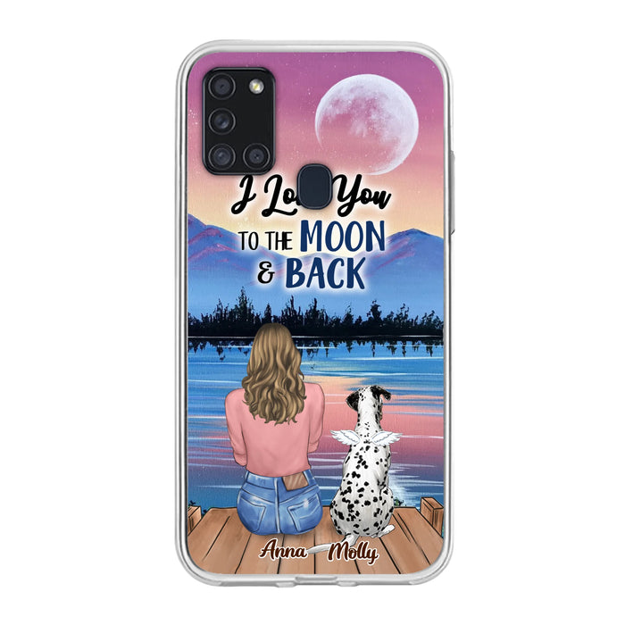 Custom Personalized Memorial Pet Phone Case - Upto 4 Pets - Gift For Dog/Cat Lover - I Love You To The Moon & Back - Case For iPhone And Samsung