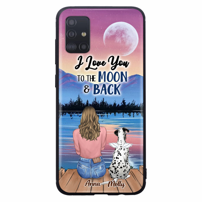 Custom Personalized Memorial Pet Phone Case - Upto 4 Pets - Gift For Dog/Cat Lover - I Love You To The Moon & Back - Case For iPhone And Samsung