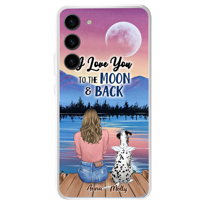 Custom Personalized Memorial Pet Phone Case - Upto 4 Pets - Gift For Dog/Cat Lover - I Love You To The Moon & Back - Case For iPhone And Samsung