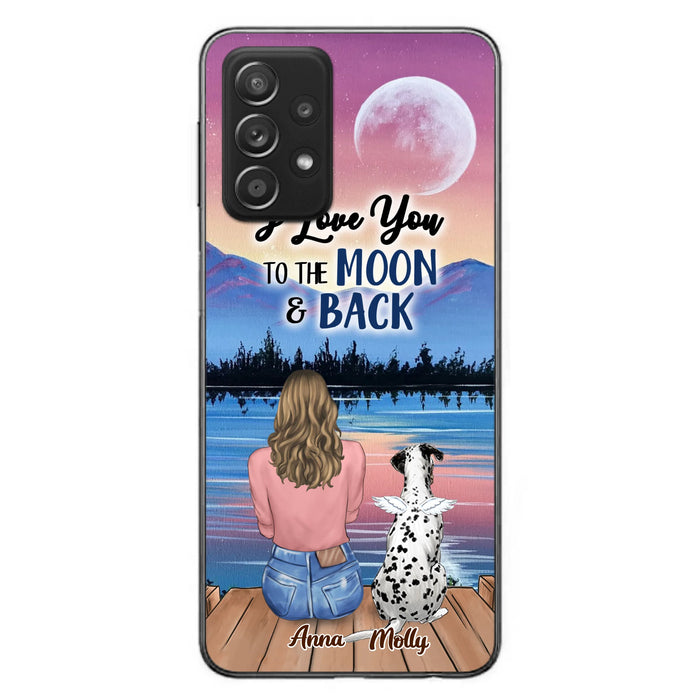 Custom Personalized Memorial Pet Phone Case - Upto 4 Pets - Gift For Dog/Cat Lover - I Love You To The Moon & Back - Case For iPhone And Samsung