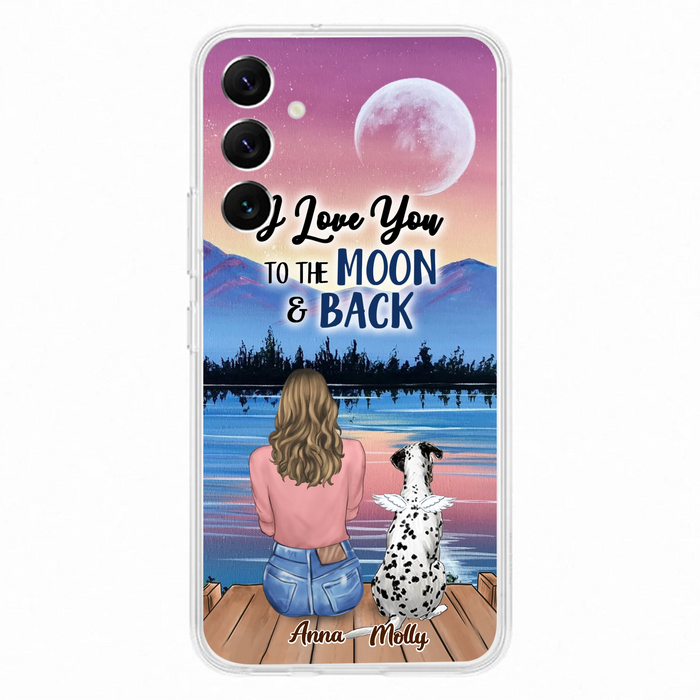 Custom Personalized Memorial Pet Phone Case - Upto 4 Pets - Gift For Dog/Cat Lover - I Love You To The Moon & Back - Case For iPhone And Samsung