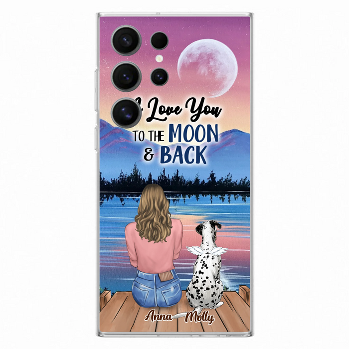 Custom Personalized Memorial Pet Phone Case - Upto 4 Pets - Gift For Dog/Cat Lover - I Love You To The Moon & Back - Case For iPhone And Samsung