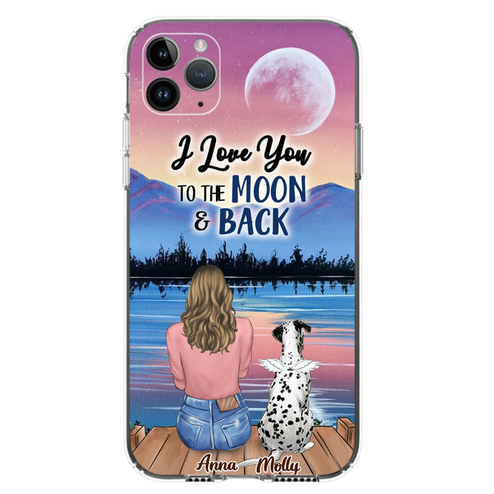 Custom Personalized Memorial Pet Phone Case - Upto 4 Pets - Gift For Dog/Cat Lover - I Love You To The Moon & Back - Case For iPhone And Samsung