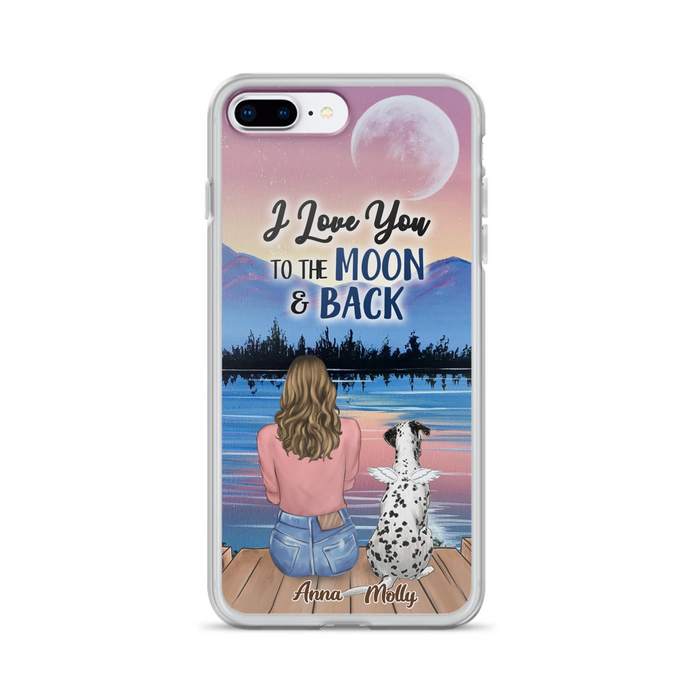 Custom Personalized Memorial Pet Phone Case - Upto 4 Pets - Gift For Dog/Cat Lover - I Love You To The Moon & Back - Case For iPhone And Samsung