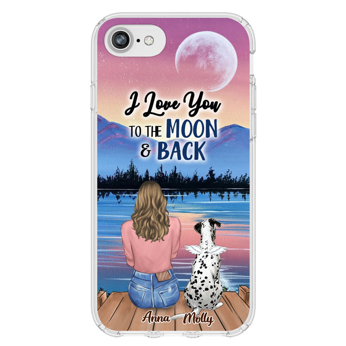Custom Personalized Memorial Pet Phone Case - Upto 4 Pets - Gift For Dog/Cat Lover - I Love You To The Moon & Back - Case For iPhone And Samsung