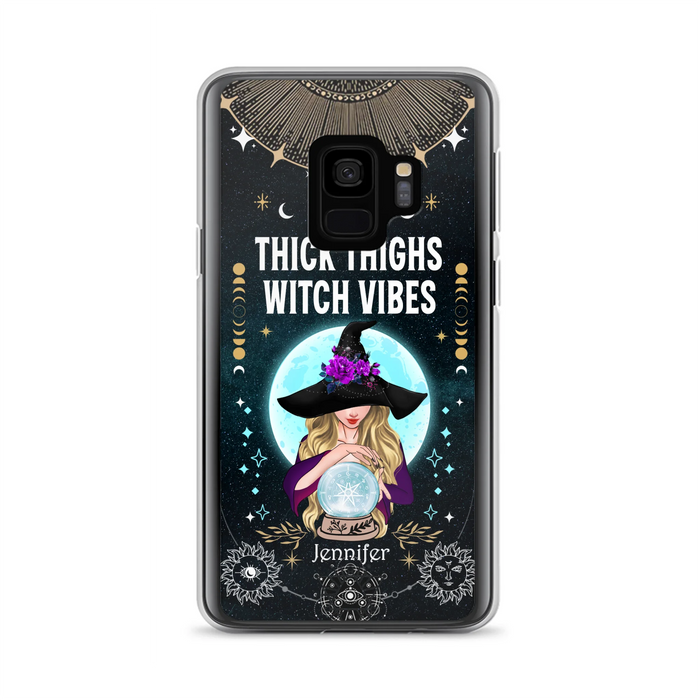 Custom Personalized Witch Phone Case - Best Gift Idea For Halloween - Thick Thighs Witch Vibes Witchy Wicca - Case For iPhone And Samsung